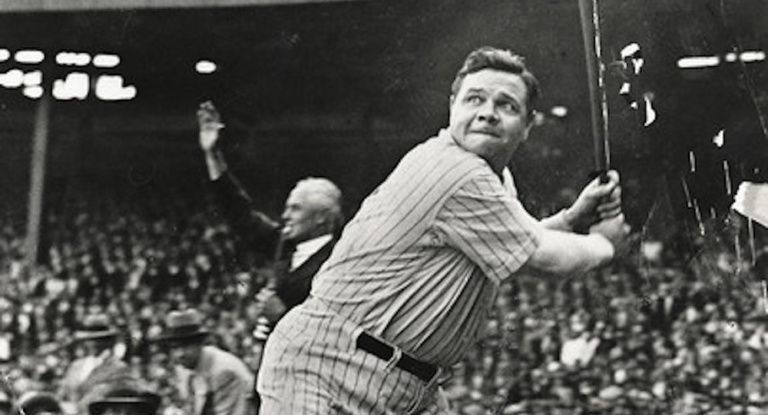Still image of baseball great Babe Ruth.