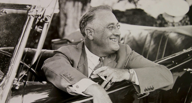 President Franklin Roosevelt at his home in Hyde Park, NY, in 1937