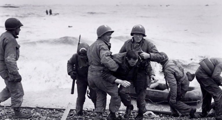 Soldiers during D Day in Normandy, France