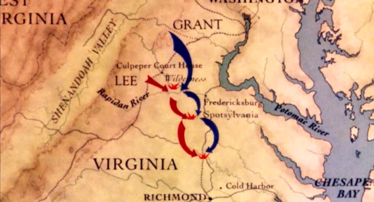 Map of troop movements during the Civil War