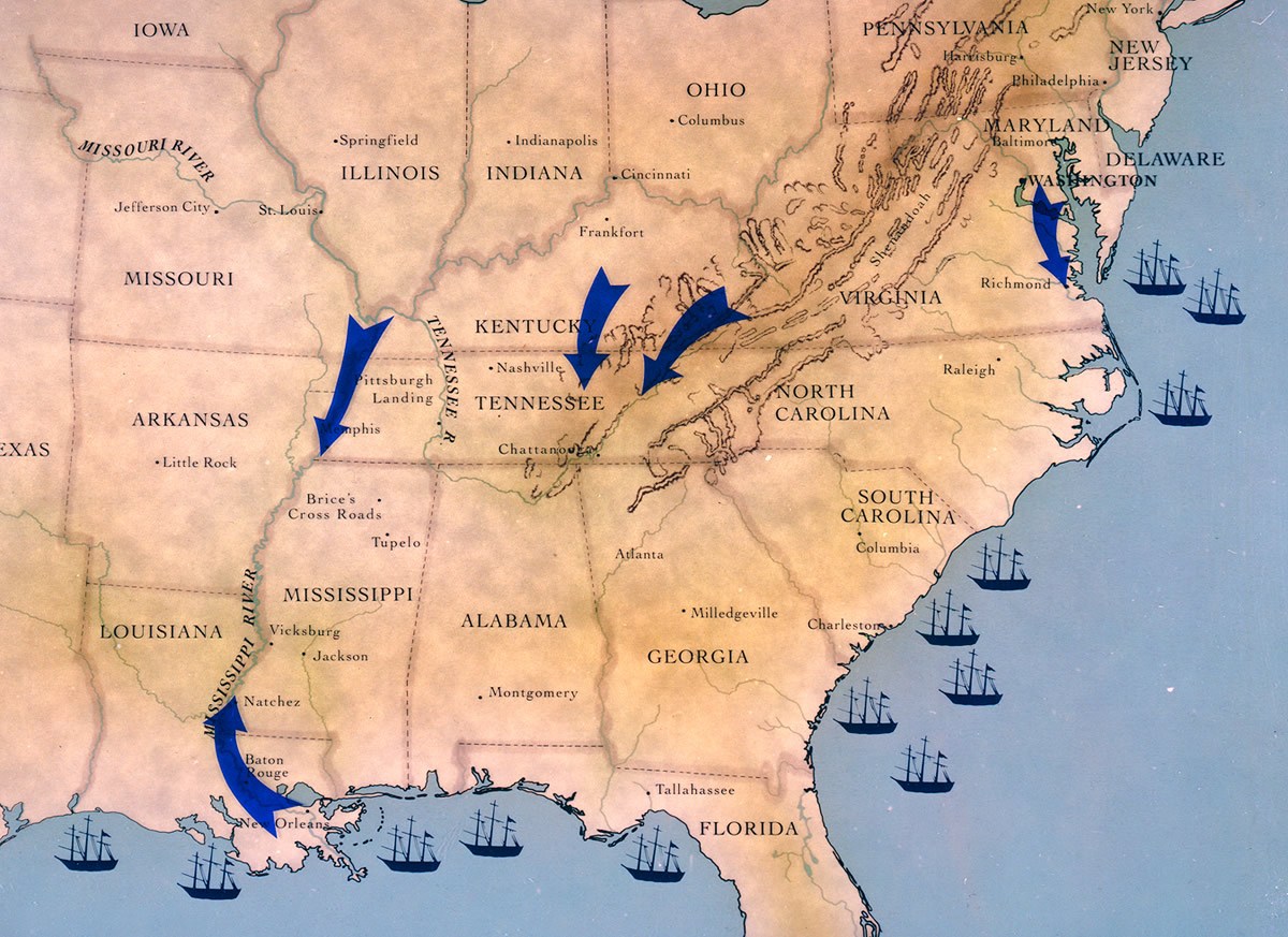 Map of Union Civil War strategy
