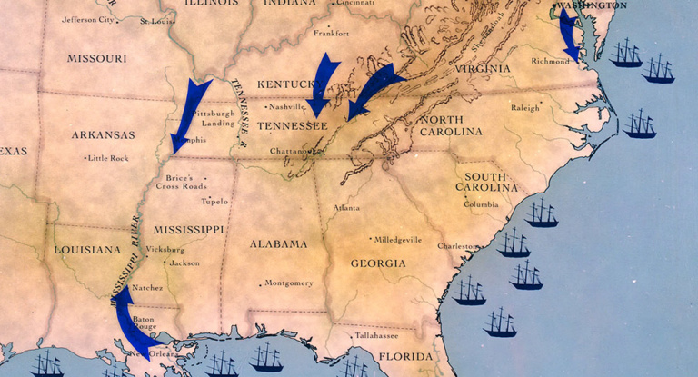 Map of Union Civil War strategy