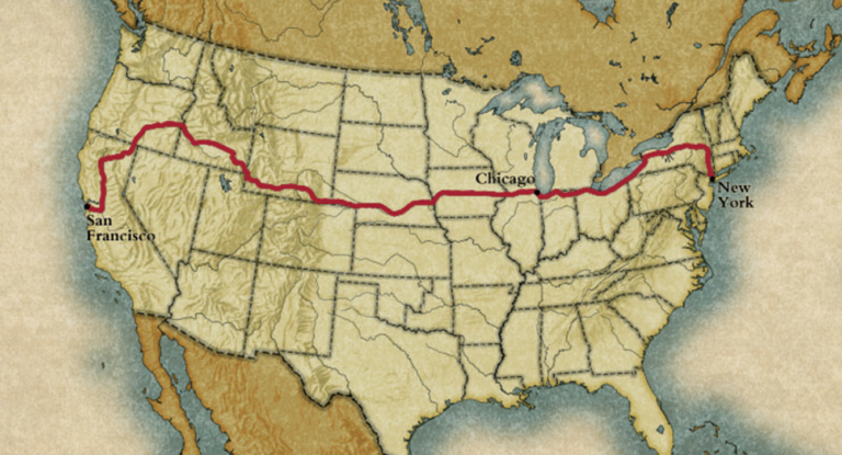 Map of Dr. Horatio Nelson Jackson's drive across the United States