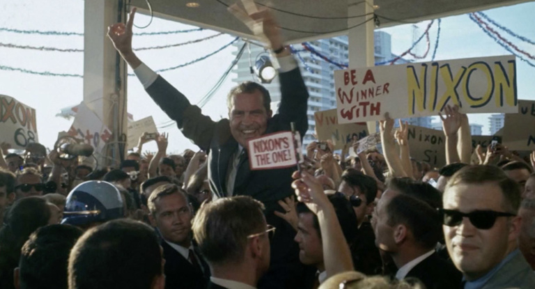 Richard Nixon in a crowd after the 1968 election