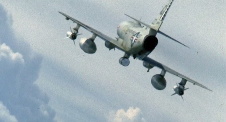 A US plane flies over Vietnam