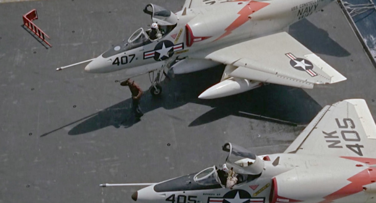 US Fighter jets on an aircraft carrier in Vietnam.